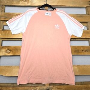 Adidas Men's Pink and White Raglan Shirt Size:L